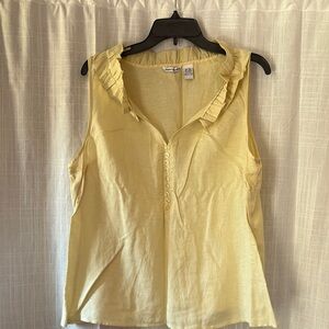 Yellow Ruffled Sleeveless Button Down Top
